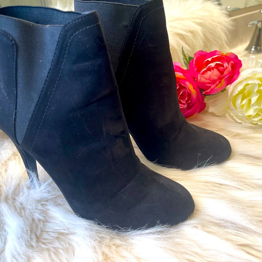 Black suede booties